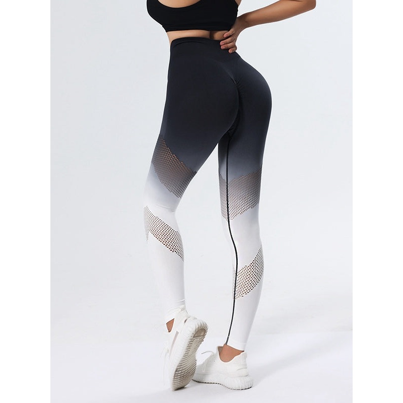 ZASUWA Feamle Seamless Ombre Net Breathable Scrunch Bum Hip-lift Leggings