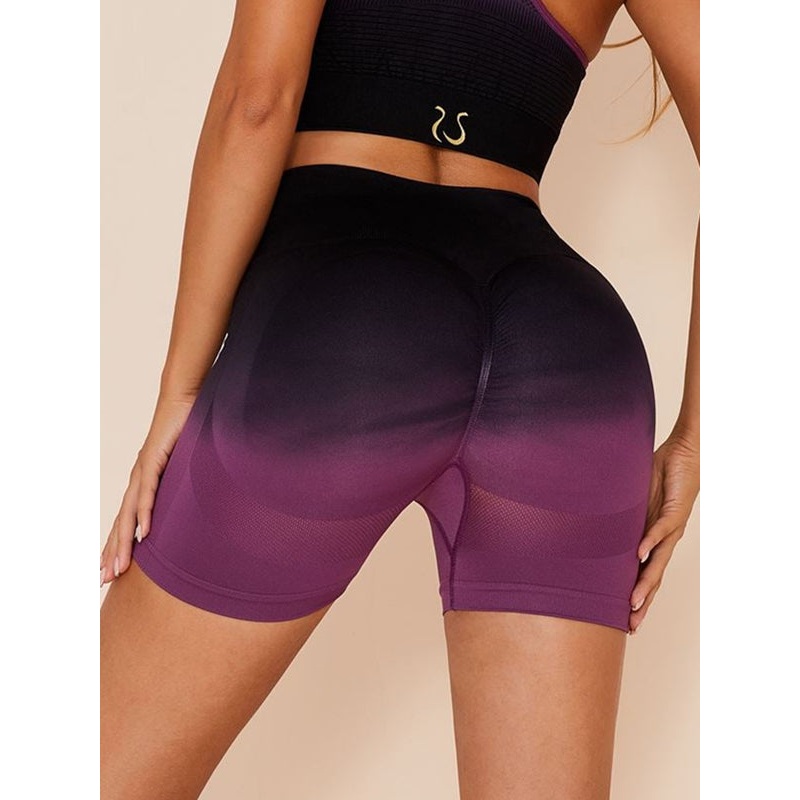 ZASUWA Female Gradient Color High Waist Spandex Gym Booty Shorts
