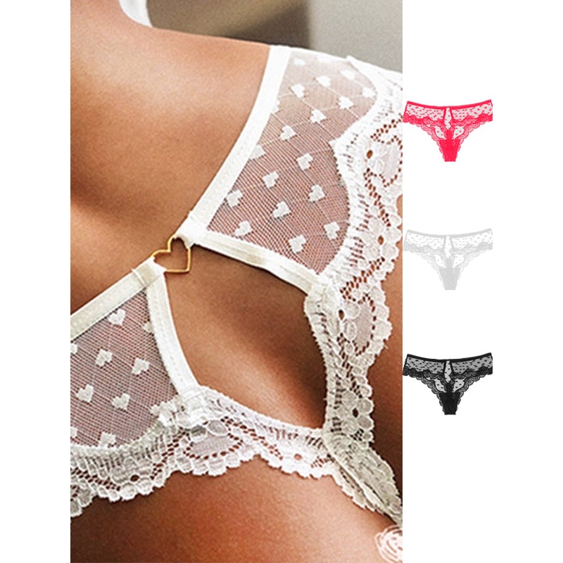 ZASUWA Female Lace Heart Shape Hollow Out T-back Panties