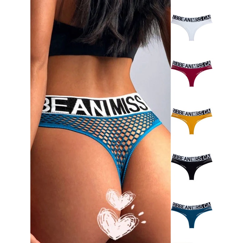 ZASUWA Female Letter Print Net Underwear