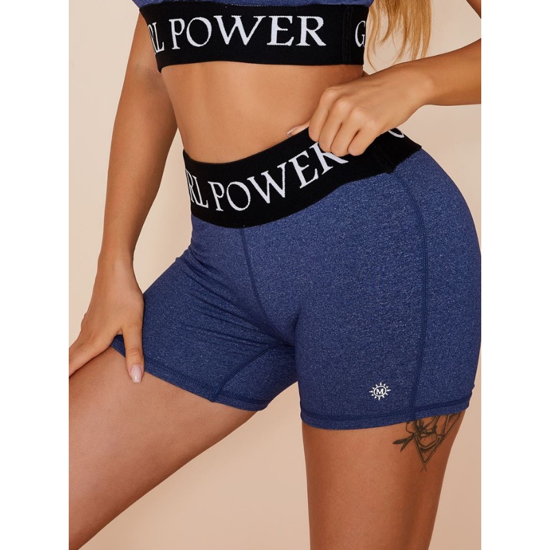 ZASUWA Female Letter Print Waist Hip-lift Spandex Gym Booty Shorts