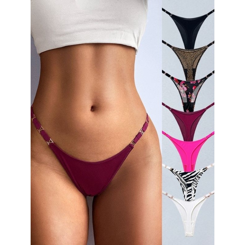 ZASUWA Female Metal Animal Print T-back Underwear