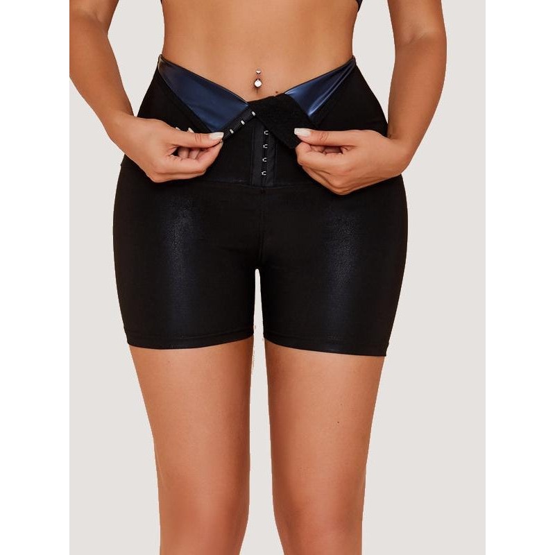 ZASUWA Female Solid Color Sweating Spandex Gym Booty Shorts