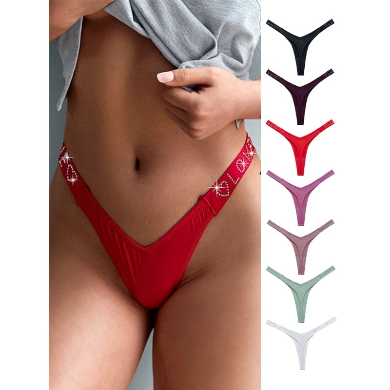 ZASUWA Female Sparkling Diamond Ice-silk Sports Panties