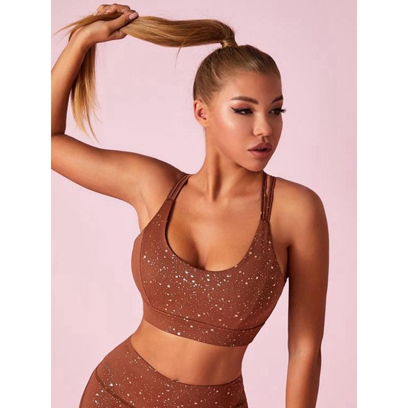 ZASUWA Female Sports Bras Trendy Glossy Big U-neck Beautify Back Sports Bras