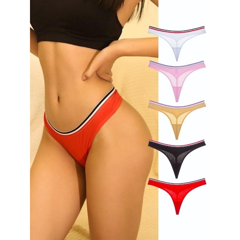 ZASUWA Female Trendy Stripe T-back Fitness Thong