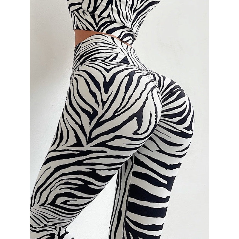 ZASUWA Female Zebra Pattern Scrunch Bum Leggings