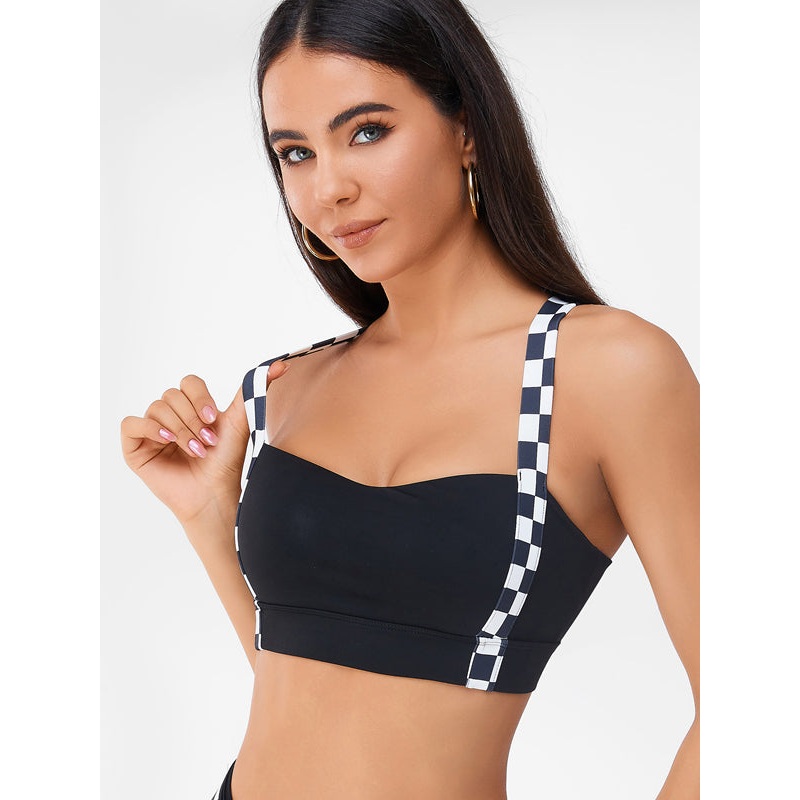 ZASUWA Female Chessboard Cross Back Sports Bras