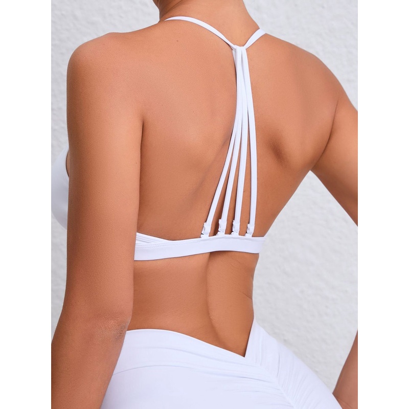 ZASUWA Female Deep U Collar Cross Back Shockproof Sports Bras