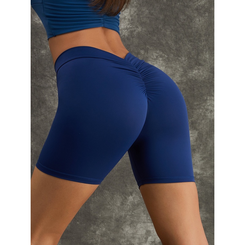 ZASUWA Female Deep V-Back Scrunch Bum Spandex Gym Booty Shorts