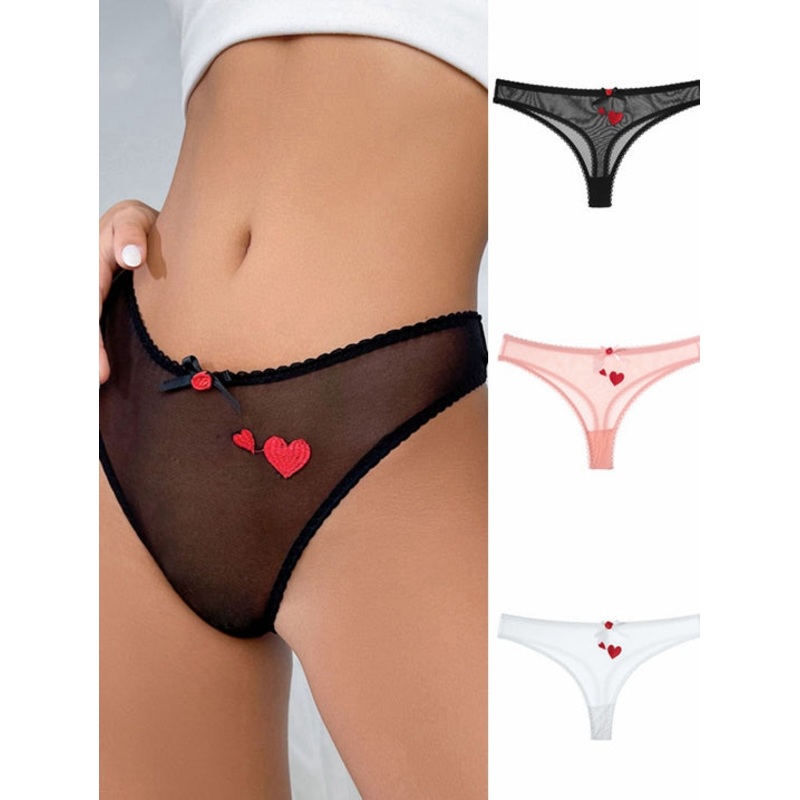 ZASUWA Female Love Print Mesh Panties