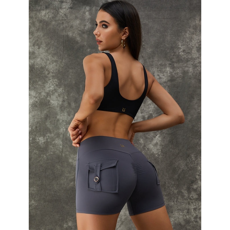 ZASUWA Female Scrunch Bum High Waist Pocket  Big Deep U Collar Short Tracksuit