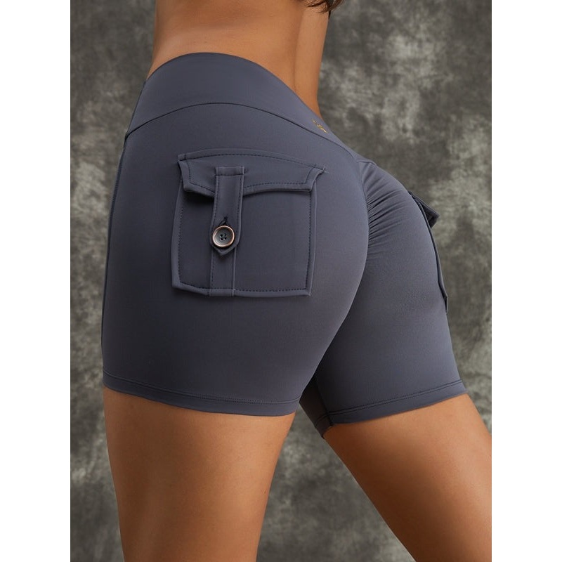ZASUWA Female Scrunch Bum High Waist Pocket Spandex Gym Booty Shorts