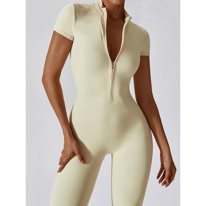 ZASUWA Female Stand Collor Zipper Hip-lift Jumpsuit