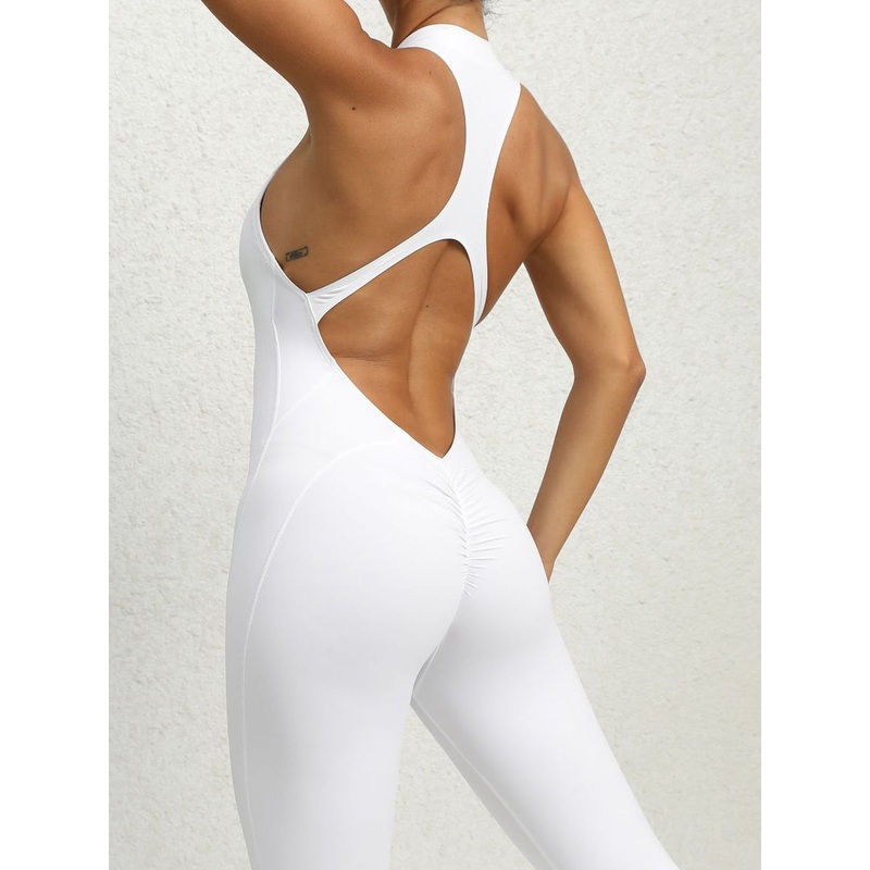 ZASUWA Female Zipper Backless Scrunch Bum Jumpsuit