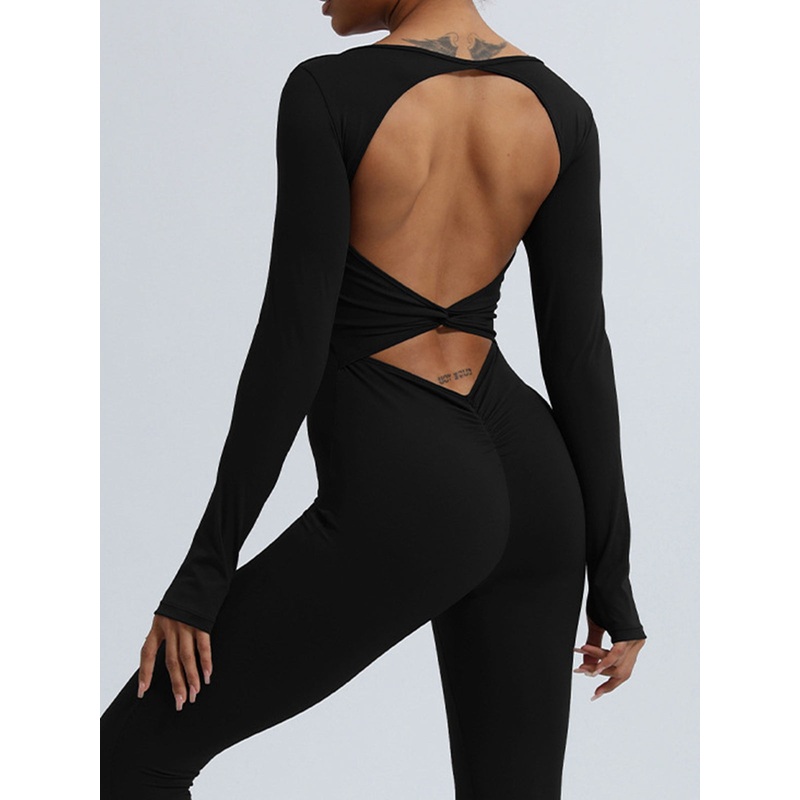 ZASUWA Female Backless Deep V Back Scrunch Bum Jumpsuit
