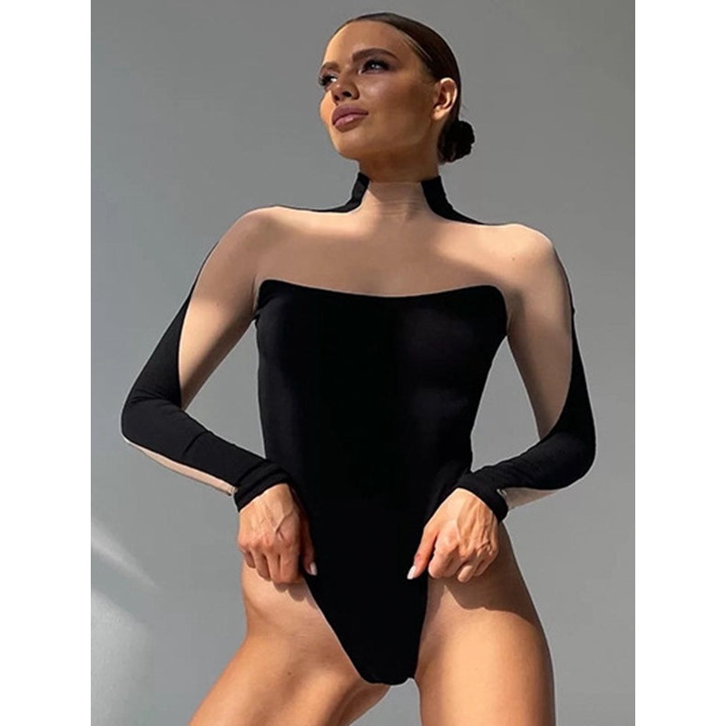 ZASUWA Female Contast Color Mesh Bodysuit