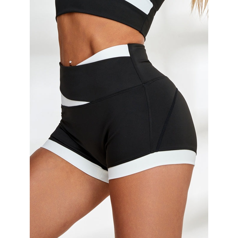 ZASUWA Female Contrast Color Hip-lift Spandex Gym Booty Shorts