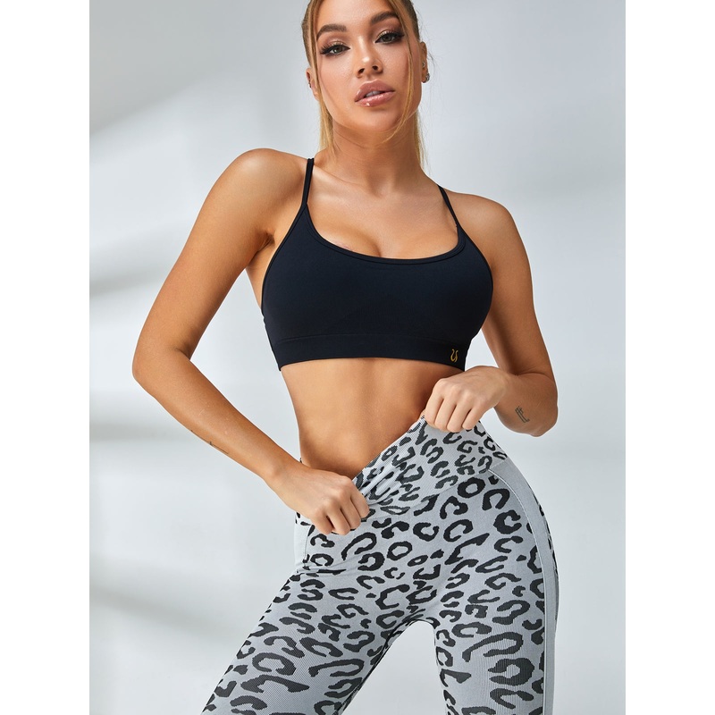 ZASUWA Female Cross Beautify Back Leopard Scrunch Bum Tracksuit