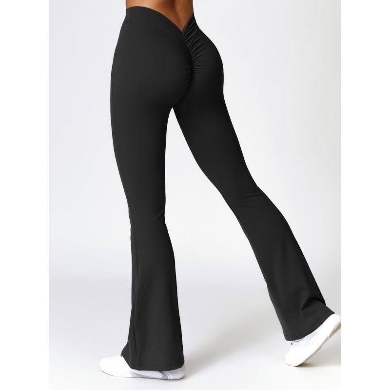 ZASUWA Female Deep V Back Scrunch Bum Flare Pants