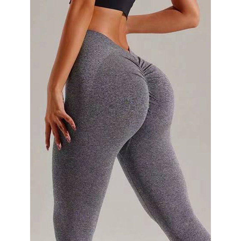 ZASUWA Female Deep V Back Scrunch Bum Yoga Leggings