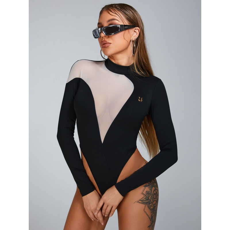 ZASUWA Female Deep V Mesh Bodysuit