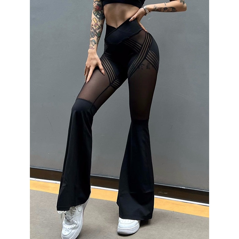 ZASUWA Female Mesh Flare Quick Dry Elastic Tight Leggings