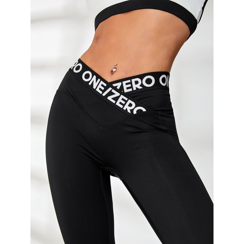 ZASUWA Female Print Contrast Color V-shape Waist Leggings