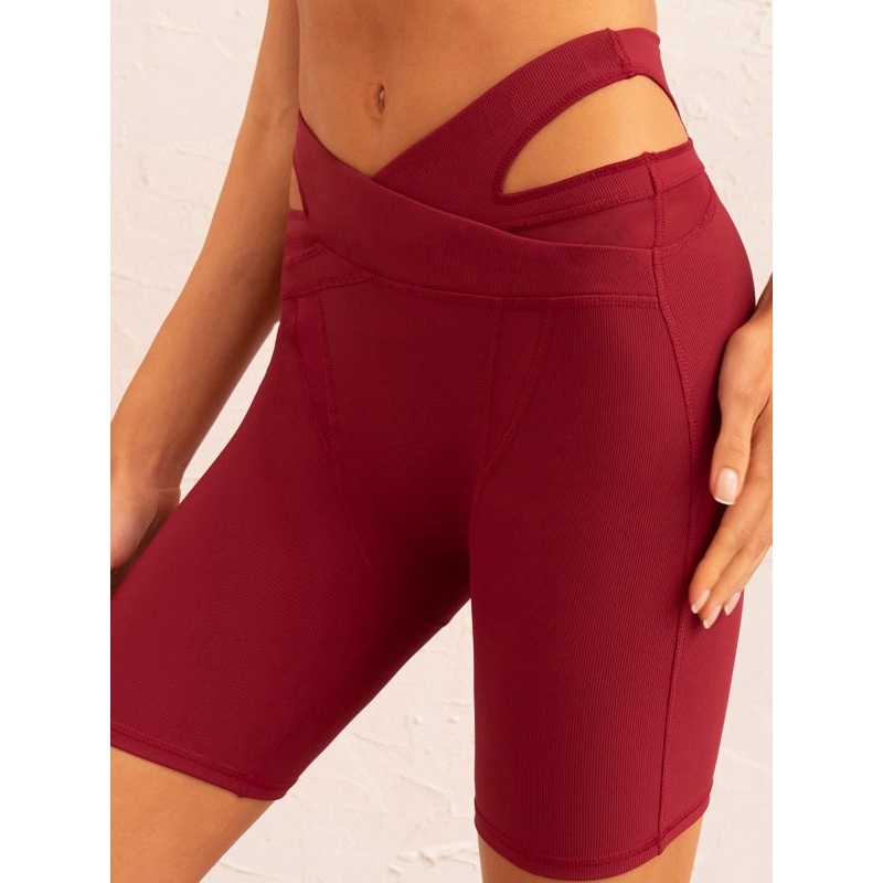 ZASUWA Female Ribbed Cutout Mesh Bicycle Shorts