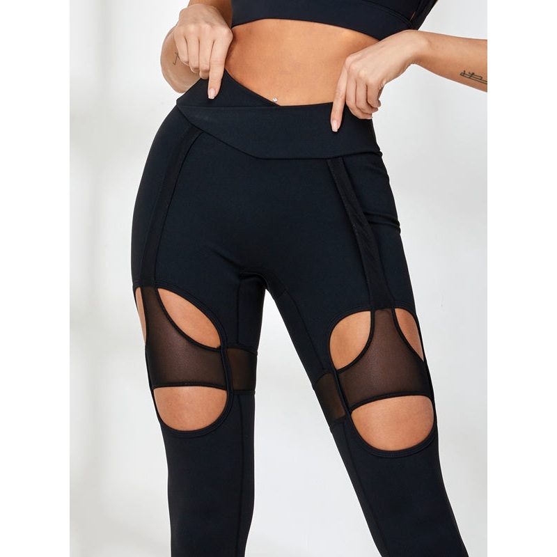 ZASUWA Female Unique Cutout Mesh High-rise Leggings