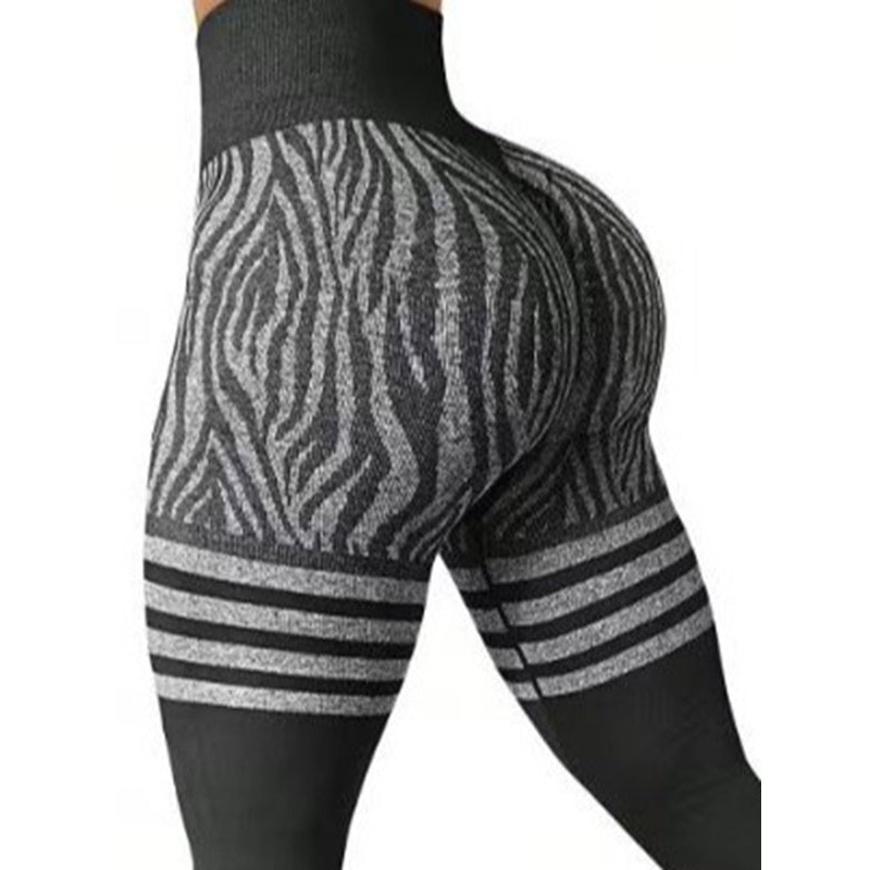 ZASUWA Female Zebra Print Stripes Scrunch Bum Legging