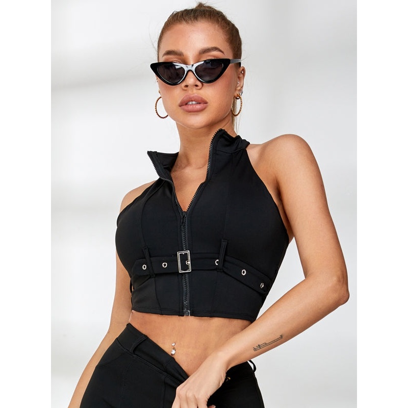 ZASUWA Female Zipper Button Sassy Tanks