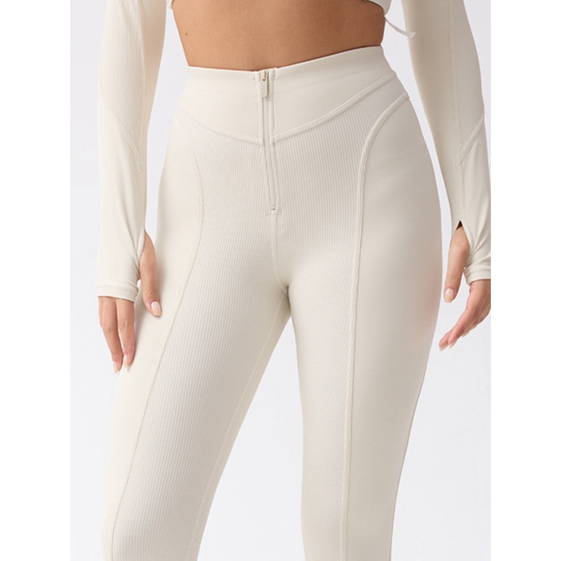 ZASUWA Female Zipper Ribbed Leggings