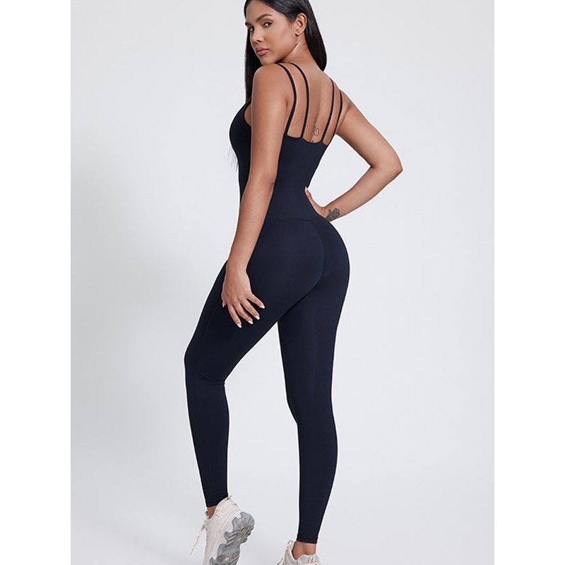 ZASUWA Female Backless U Collar Scrunch Bum Hip-lift Jumpsuit