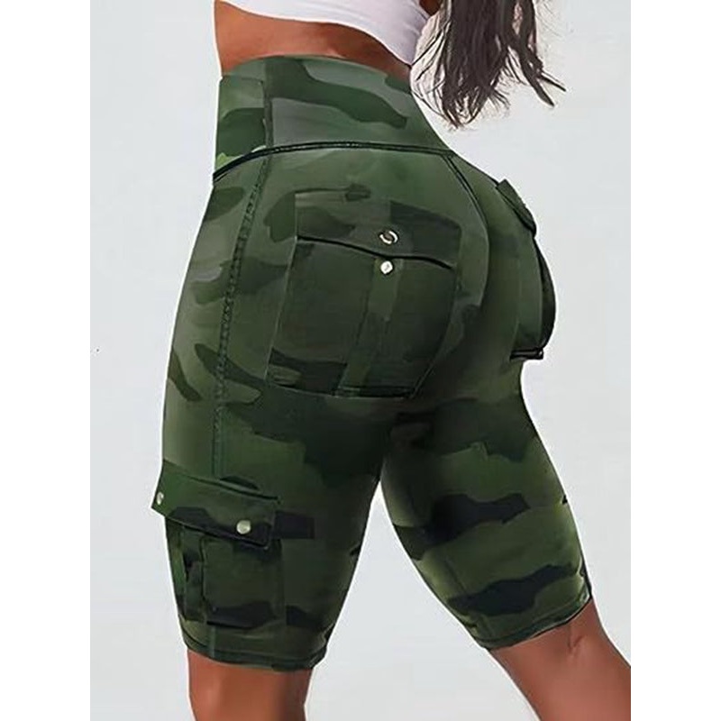 ZASUWA Female Camouflage Tight High Waist Hip Yoga Shorts