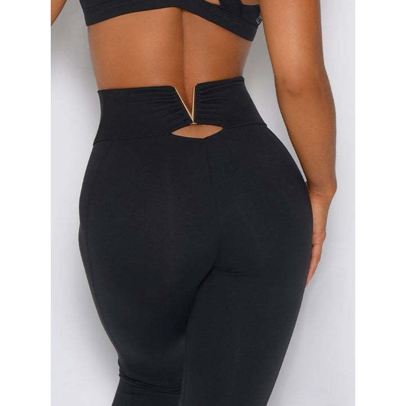 ZASUWA Female Cotout  V Shape Metal Leggings