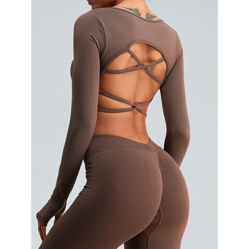 ZASUWA Female Cross Back Thumbhole Deep V Back Scrunch Bum Tracksuits