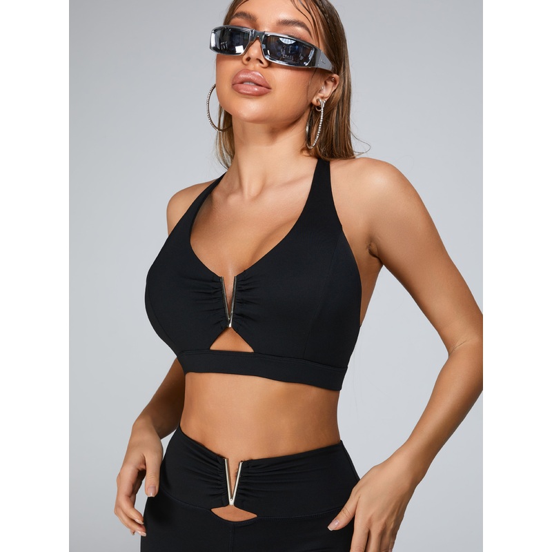 ZASUWA Female Cutout V Shape Metal Sports Bras