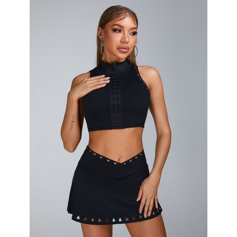 ZASUWA Female Cutout V Shape Waist Backless Skirt Suit