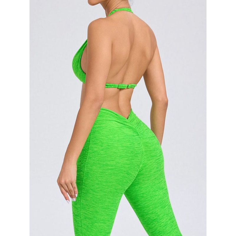 ZASUWA Female Deep V Back Pocket Scrunch Bum Halter Backless Tracksuit