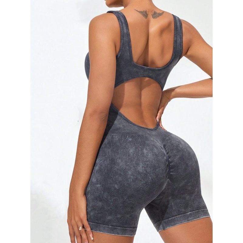 ZASUWA Female Denim Cutout Scrunch Bum Romper