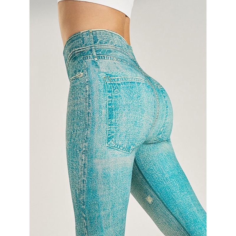 ZASUWA Female Denim Pocket Hip-lift Leggings