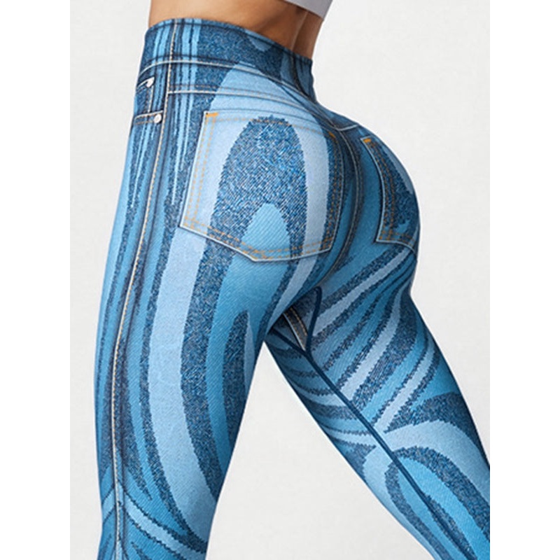 ZASUWA Female Pocket Denim Scrunch Bum Leggings