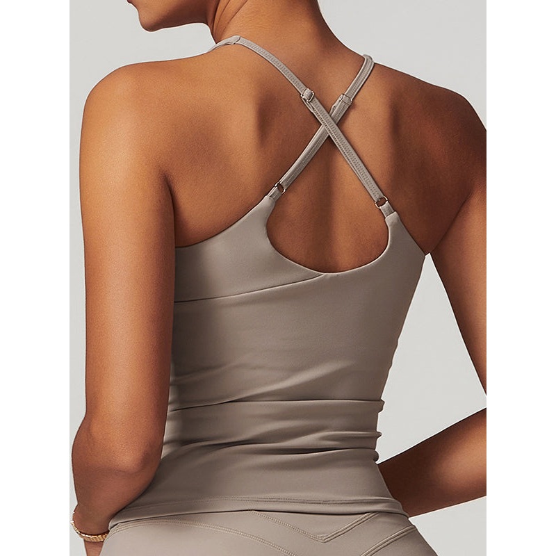 ZASUWA Female U Collar Cross Back Hollow Out Quick Dry Adjustable Strap Sports Bras