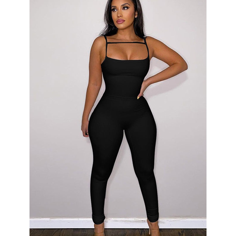 ZASUWA Female Backless U Collar Hollow Out Hip-lift Jumpsuit