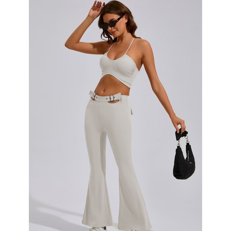 ZASUWA Female Button Cutout Cargo Style Flare Design Tracksuit