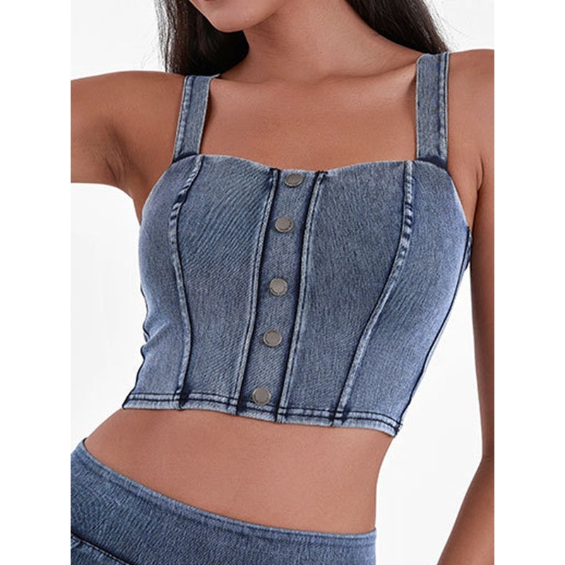 ZASUWA Female Denim Button Tank