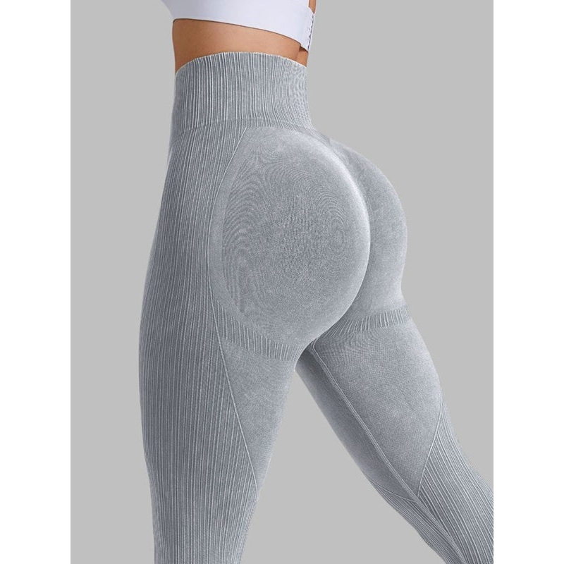 ZASUWA Female Ribbed Denim Scrunch Bum Leggings