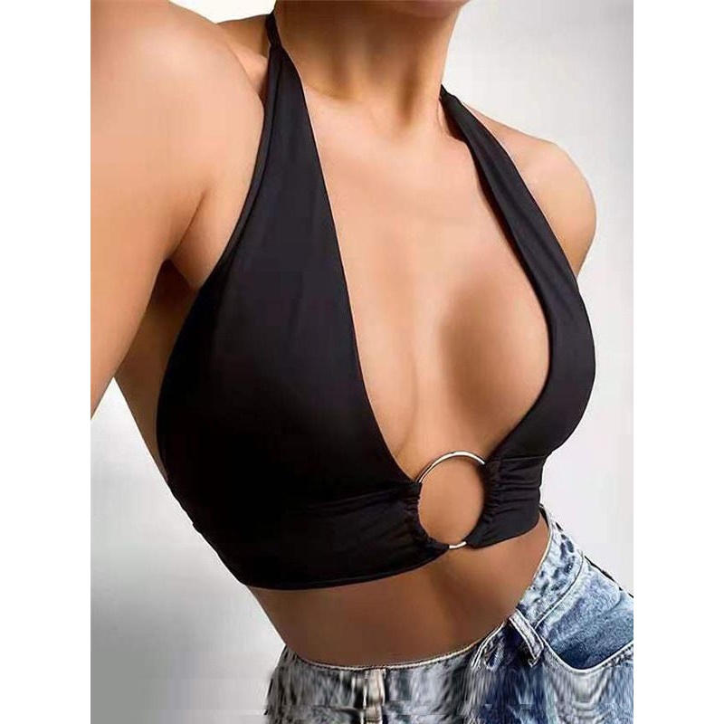ZASUWA Female Sexy Halter Lift with Metal Ring Sports Bras