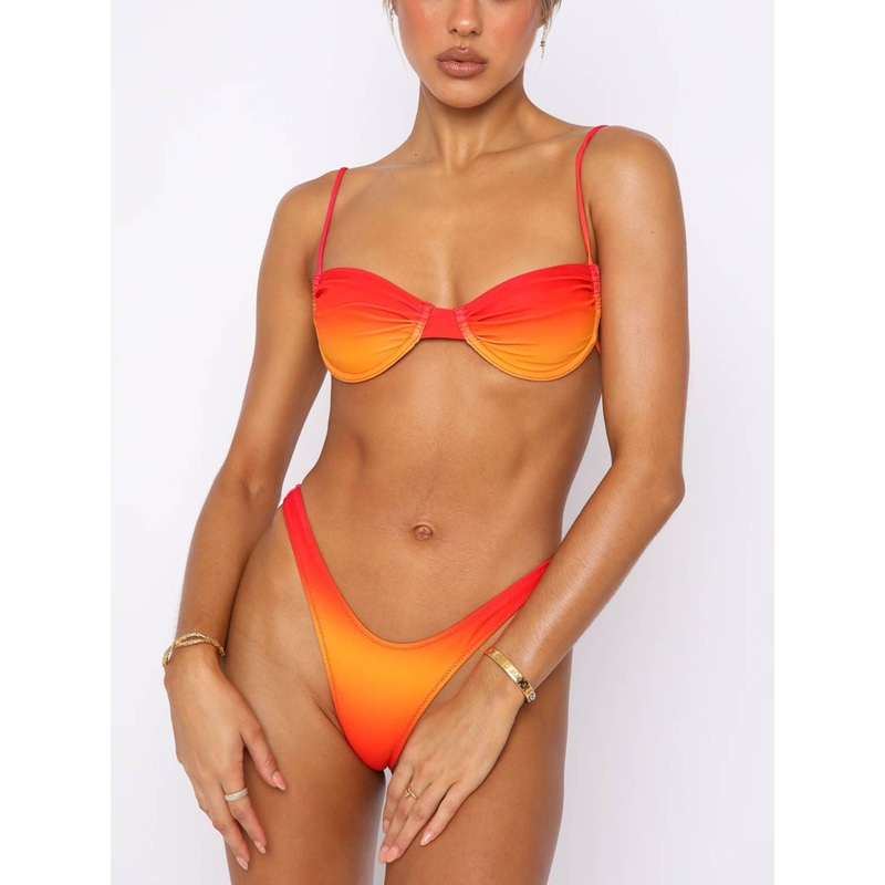 ZASUWA Female Sexy Ombre Contrast Color Bikini Set